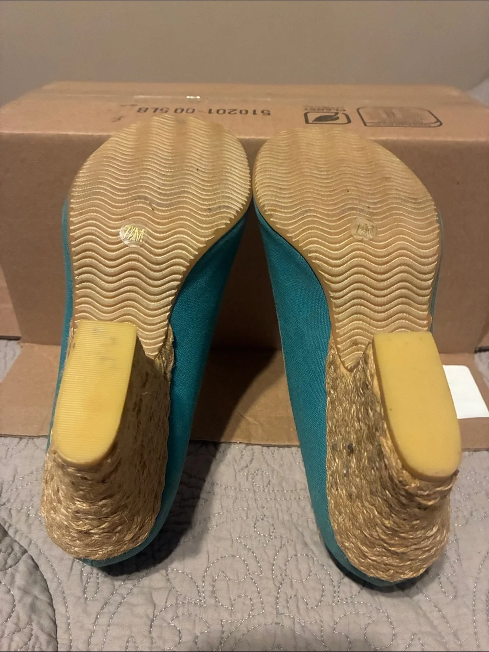 Rocket Dog Teal Canvas Peep-Toe Heels with Rainbow Accent - Picture 5 of 5